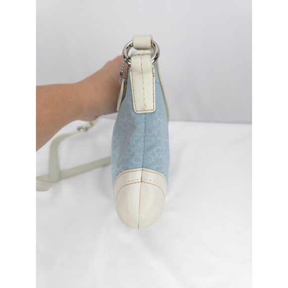 Vintage Baby Blue Coach Crossbody Bag Purse Y2K Signature Mini 'C ' Monogram - Picture 10 of 15